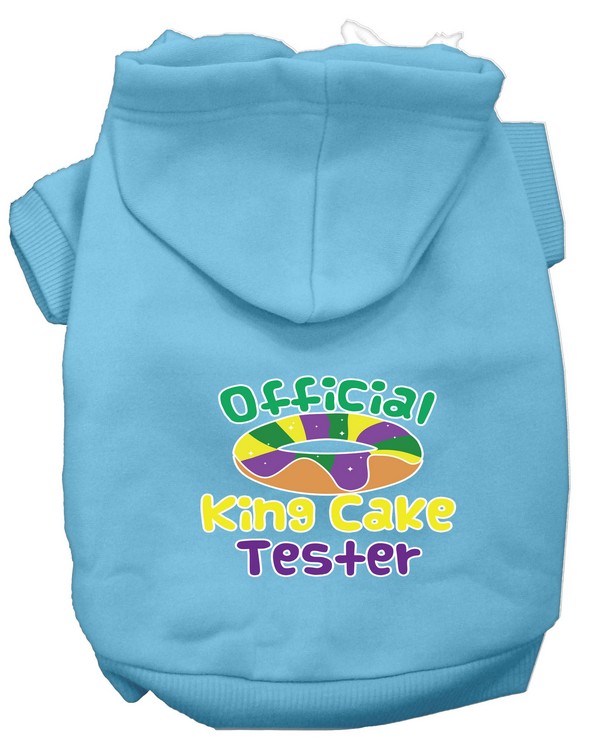 King Cake Taster Screen Print Mardi Gras Dog Hoodie Baby Blue XS